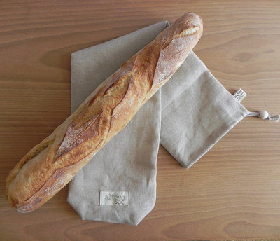 Sac à baguette réutilisable en lin biologique